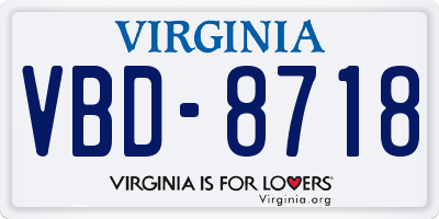 VA license plate VBD8718