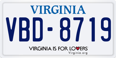 VA license plate VBD8719