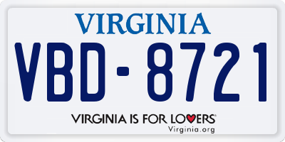 VA license plate VBD8721