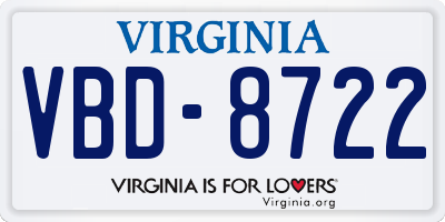 VA license plate VBD8722