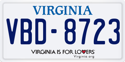 VA license plate VBD8723