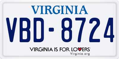 VA license plate VBD8724