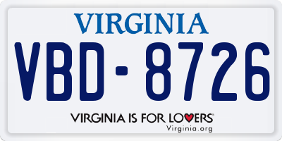 VA license plate VBD8726