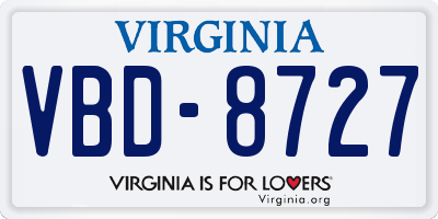 VA license plate VBD8727