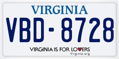 VA license plate VBD8728