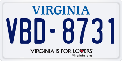 VA license plate VBD8731