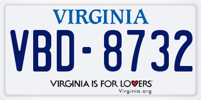 VA license plate VBD8732