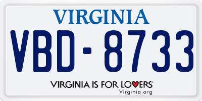 VA license plate VBD8733