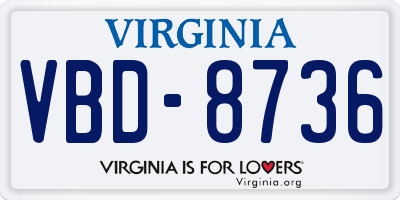 VA license plate VBD8736