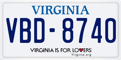 VA license plate VBD8740