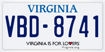 VA license plate VBD8741