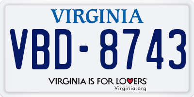 VA license plate VBD8743