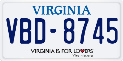 VA license plate VBD8745