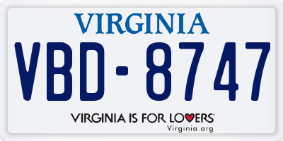 VA license plate VBD8747