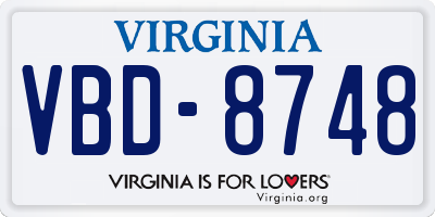 VA license plate VBD8748