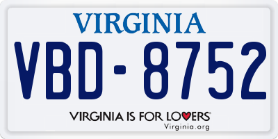 VA license plate VBD8752