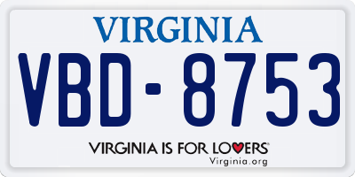 VA license plate VBD8753