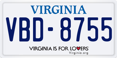 VA license plate VBD8755