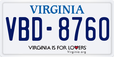 VA license plate VBD8760