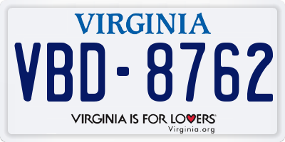 VA license plate VBD8762