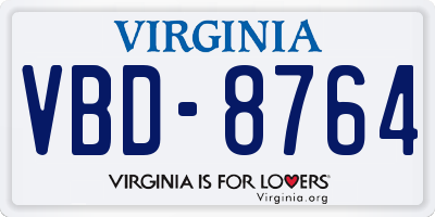 VA license plate VBD8764