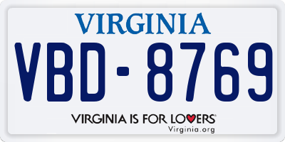 VA license plate VBD8769