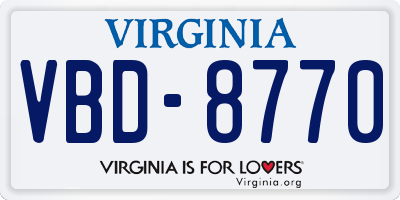 VA license plate VBD8770
