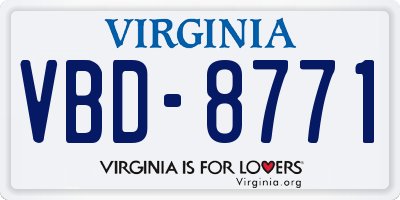 VA license plate VBD8771