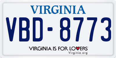 VA license plate VBD8773