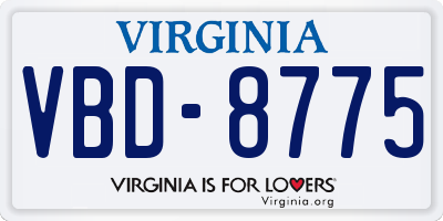 VA license plate VBD8775