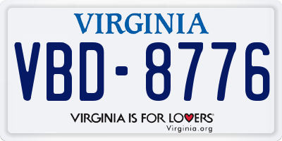 VA license plate VBD8776