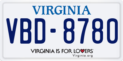 VA license plate VBD8780