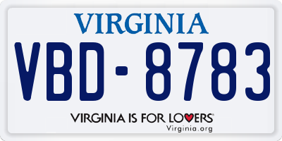 VA license plate VBD8783