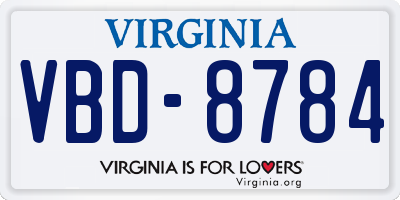VA license plate VBD8784