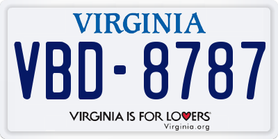 VA license plate VBD8787