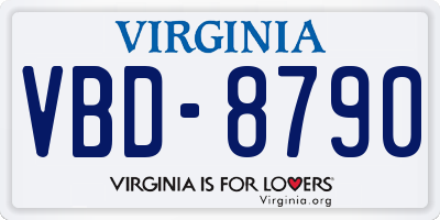 VA license plate VBD8790