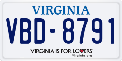 VA license plate VBD8791
