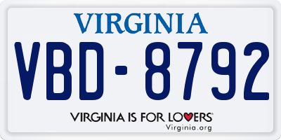 VA license plate VBD8792