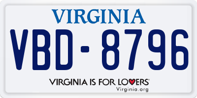 VA license plate VBD8796