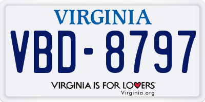 VA license plate VBD8797