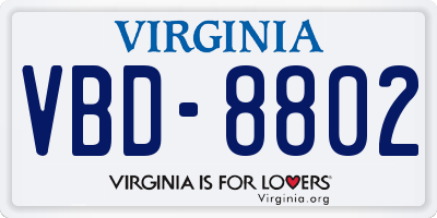 VA license plate VBD8802