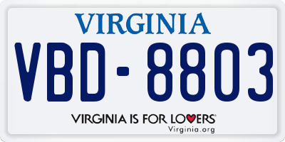 VA license plate VBD8803