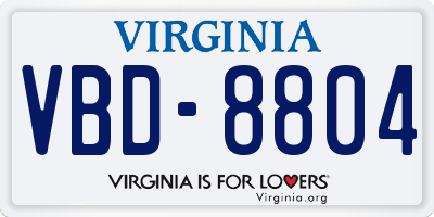 VA license plate VBD8804
