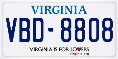 VA license plate VBD8808