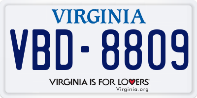 VA license plate VBD8809