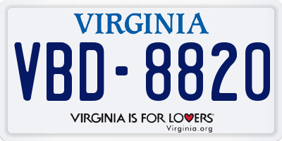 VA license plate VBD8820