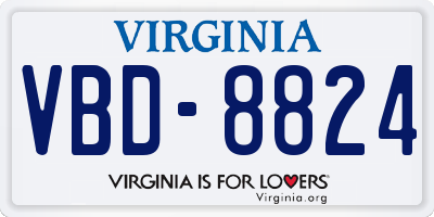 VA license plate VBD8824