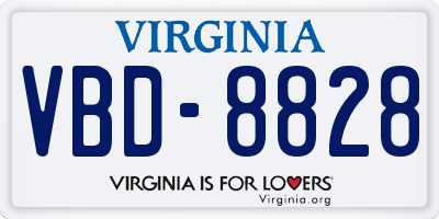 VA license plate VBD8828
