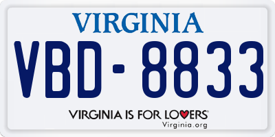 VA license plate VBD8833