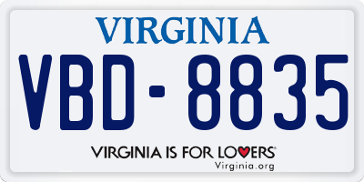 VA license plate VBD8835